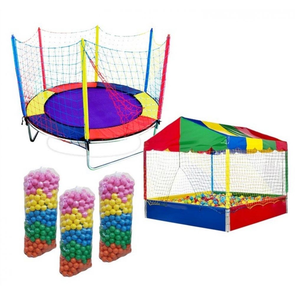 Kit Cama Elástica 2x2 + Piscina de Bolinhas 1,50m +1.500 Bolas